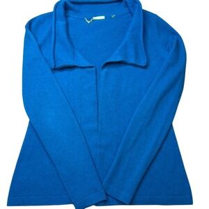 Elie Tahari Women's Medium 100% Cashmere Open Front Cardigan Sapphire Blue Soft